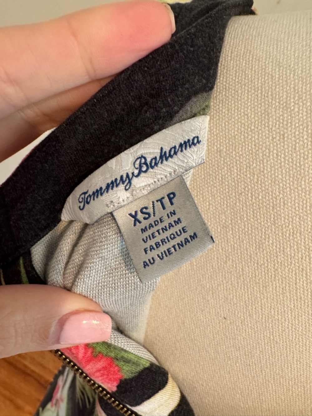 Tommy Bahama Black Midi Dress with Green Palm & Pink Floral Print - Picture 7 of 8